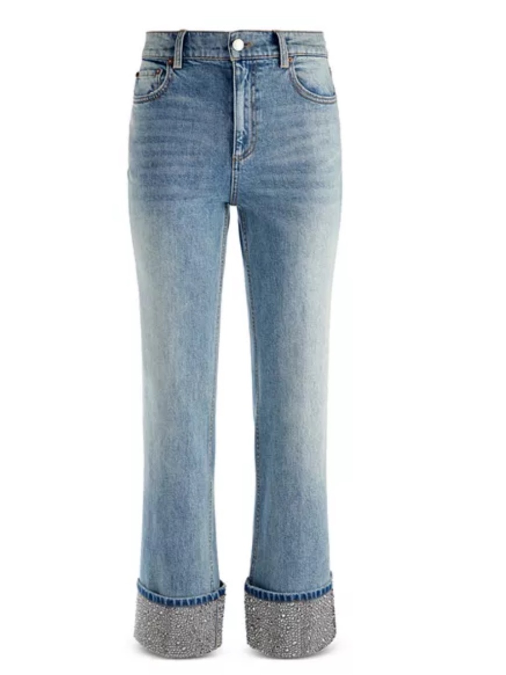 Alice + Olivia WEEZY EMBELLISHED JEANS Sierra Light Blue 29 $595